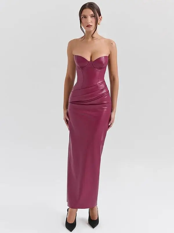 שמלת עור סטרפלס-אליוט